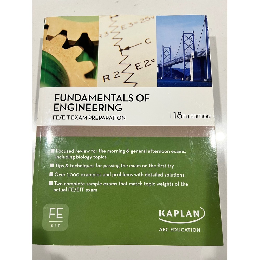 Fundamentals of Engineering FE/EIT Exam Preparation 18th Edition Kaplan Textbook